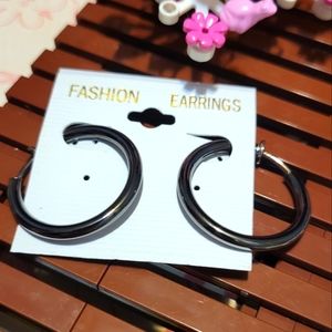 NWT Clip-On Gun Metal Hoop Earrings